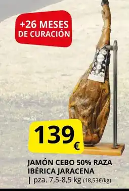 Supermercados MAS Jamón cebo 50% raza ibérica jaracena oferta