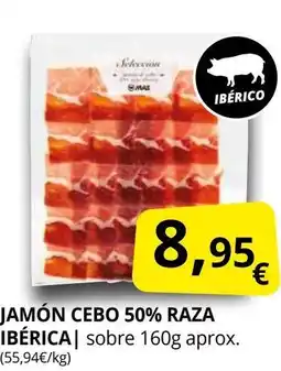 Supermercados MAS Jamón cebo 50% raza ibérica oferta
