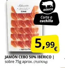 Supermercados MAS Jamón cebo 50% ibérico oferta