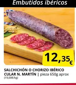 Supermercados MAS Salchichón o chorizo ibérico cular n. martín oferta