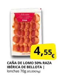 Supermercados MAS Caña de lomo 50% raza ibérica de bellota oferta