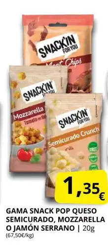 Supermercados MAS Gama snack pop queso semicurado, mozzarella o jamón serrano oferta