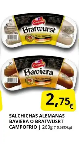 Supermercados MAS CAMPOFRIO Salchichas alemanas baviera o bratwusrt oferta