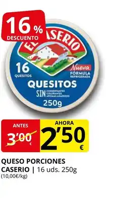 Supermercados MAS Queso porciones caserio oferta