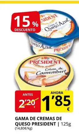 Supermercados MAS PRESIDENT Gama de cremas de queso oferta