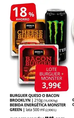 Supermercados MAS BROOKLYN Burguer queso o bacon oferta