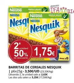 Supermercados MAS NESQUIK Barritas de cereales oferta