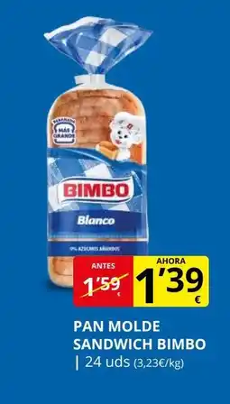 Supermercados MAS BIMBO Pan molde sandwich oferta