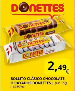 Supermercados MAS DONETTES Bollito clásico chocolate o rayados oferta
