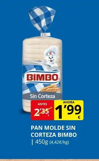 Supermercados MAS BIMBO Pan molde sin corteza oferta