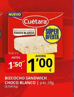Supermercados MAS Bizcocho sandwich choco blanco oferta