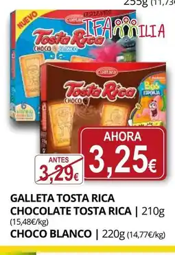 Supermercados MAS TOSTA RICA Galleta chocolate oferta