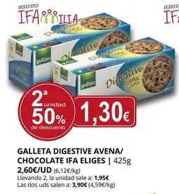 Supermercados MAS IFA ELIGES Galleta digestive avena/ chocolate oferta