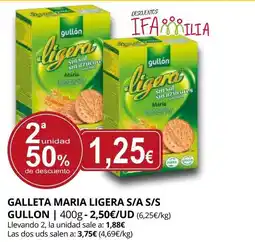 Supermercados MAS GULLON Galleta maria ligera oferta