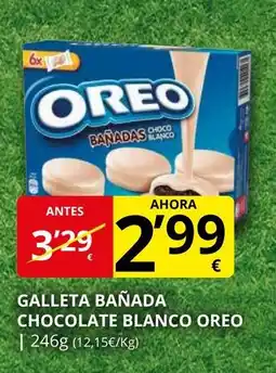 Supermercados MAS OREO Galleta bañada chocolate blanco oferta