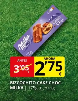 Supermercados MAS MILKA Bizchochito cake choc oferta