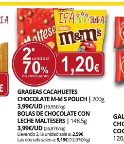 Supermercados MAS Grageas cacahuetes chocolate m-ms pouch oferta