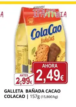 Supermercados MAS COLACAO Galleta bañada cacao oferta