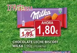 Supermercados MAS MILKA Chocolate leche biscoff oferta