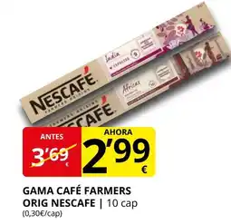 Supermercados MAS NESCAFE Gama café farmers orig oferta