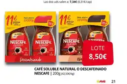 Supermercados MAS NESCAFE Café soluble natural o descafeinado oferta
