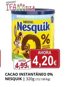 Supermercados MAS NESQUIK Cacao instantáneo 0% oferta