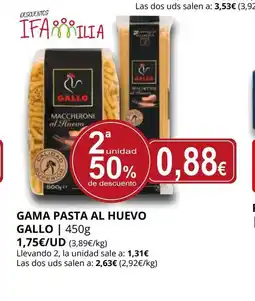 Supermercados MAS GALLO Gama pasta al huevo oferta