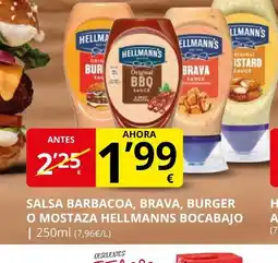Supermercados MAS HELLMANNS Salsa barbacoa, brava, burger o mostaza oferta