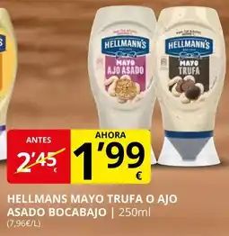 Supermercados MAS HELLMANN'S Mayo trufa o ajo asado bocabajo oferta