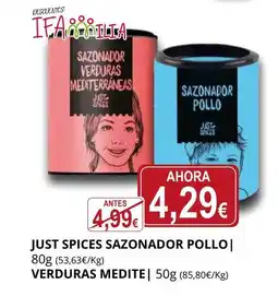 Supermercados MAS Just spices sazonador pollo oferta