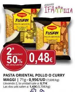 Supermercados MAS MAGGI Pasta oriental pollo o curry oferta