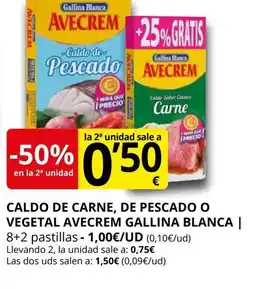 Supermercados MAS GALLINA BLANCA Caldo de carne de pescado o vegetal avecrem oferta