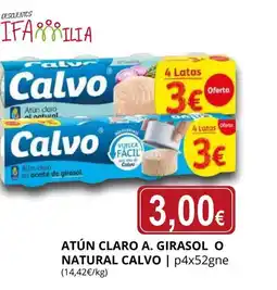 Supermercados MAS CALVO Atún claro a. girasol o natural oferta
