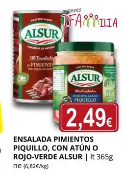 Supermercados MAS ALSUR Ensalada pimientos piquillo, con atún o rojo-verde oferta