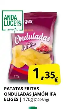 Supermercados MAS IFA ELIGES Patatas fritas onduladas jamón oferta