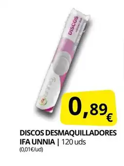 Supermercados MAS IFA UNNIA Discos desmaquilladores oferta