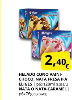 Supermercados MAS IFA ELIGES Helado cono vaini-choco nata fresa oferta