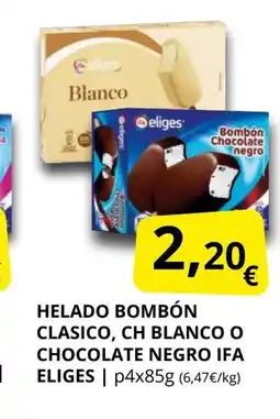 Supermercados MAS IFA ELIGES Helado bombón clasico, ch blanco o chocolate negro oferta