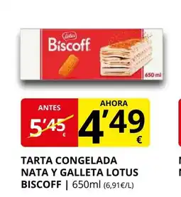 Supermercados MAS LOTUS BISCOFF Tarta congelada nata y galleta oferta