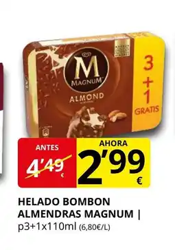 Supermercados MAS MAGNUM Helado bombon almendras oferta