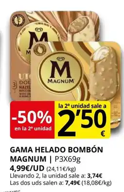Supermercados MAS MAGNUM Gama helado bombón oferta
