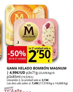 Supermercados MAS MAGNUM Gama helado bombón oferta