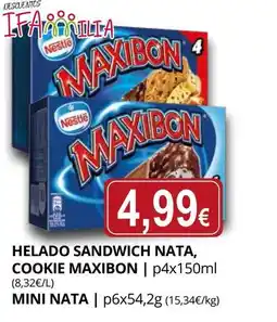 Supermercados MAS MAXIBON Helado sandwich nata, cookie oferta