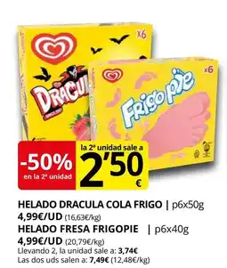 Supermercados MAS FRIGO Helado dracula cola oferta