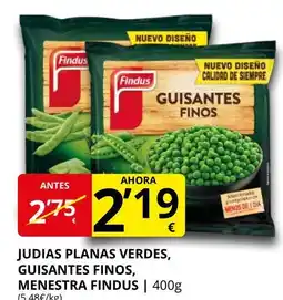 Supermercados MAS FINDUS Judias planas verdes, guisantes finos, menestra oferta
