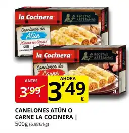 Supermercados MAS LA COCINERA Canelones atún o carne oferta