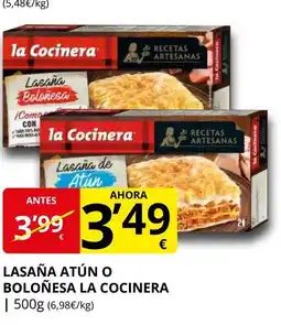 Supermercados MAS LA COCINERA Lasaña atún o boloñesa oferta