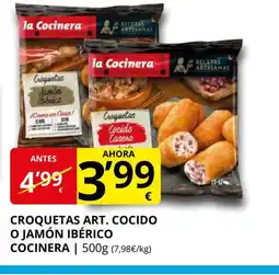 Supermercados MAS LA COCINERA Croquetas art. cocido o jamón ibérico oferta