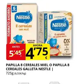 Supermercados MAS NESTLE Papilla 8 cereales miel o papilla 8 cereales galleta oferta