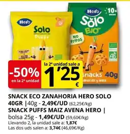 Supermercados MAS Snack eco zanahoria hero solo oferta